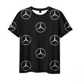 Мужская футболка 3D с принтом Mercedes в Тюмени, 100% полиэфир | прямой крой, круглый вырез горловины, длина до линии бедер | мерседес