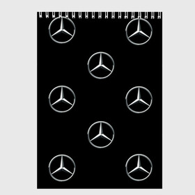 Скетчбук с принтом Mercedes в Тюмени, 100% бумага
 | 48 листов, плотность листов — 100 г/м2, плотность картонной обложки — 250 г/м2. Листы скреплены сверху удобной пружинной спиралью | мерседес