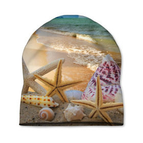 Шапка 3D с принтом Морской пляж 2 в Тюмени, 100% полиэстер | универсальный размер, печать по всей поверхности изделия | море | отдых | отпуск | пляж | ракушки | туризм