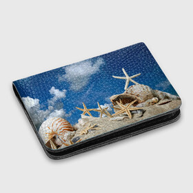 Картхолдер с принтом с принтом Морской пляж 3 в Тюмени, натуральная матовая кожа | размер 7,3 х 10 см; кардхолдер имеет 4 кармана для карт; | море | отдых | отпуск | пляж | ракушки | туризм