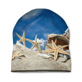 Шапка 3D с принтом Морской пляж 3 в Тюмени, 100% полиэстер | универсальный размер, печать по всей поверхности изделия | море | отдых | отпуск | пляж | ракушки | туризм