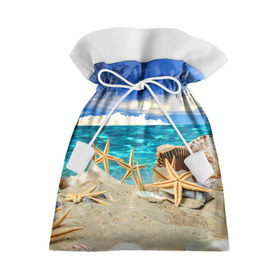 Подарочный 3D мешок с принтом Морской пляж 4 в Тюмени, 100% полиэстер | Размер: 29*39 см | море | отдых | отпуск | пляж | ракушки | туризм