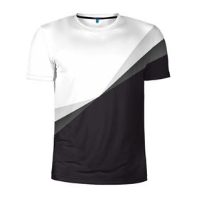 Мужская футболка 3D спортивная с принтом Минимализм в Тюмени, 100% полиэстер с улучшенными характеристиками | приталенный силуэт, круглая горловина, широкие плечи, сужается к линии бедра | белый | геометрия | полосы | черный