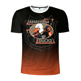 Мужская футболка 3D спортивная с принтом Anaheim Ducks 3D в Тюмени, 100% полиэстер с улучшенными характеристиками | приталенный силуэт, круглая горловина, широкие плечи, сужается к линии бедра | anaheim ducks | nhl | спорт | хоккей
