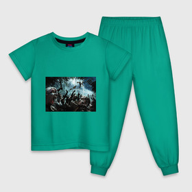 Детская пижама хлопок с принтом Зомби апокалипсис в Тюмени, 100% хлопок |  брюки и футболка прямого кроя, без карманов, на брюках мягкая резинка на поясе и по низу штанин
 | zombie | зомби | мертвецы | мозги | монстр | ходячие