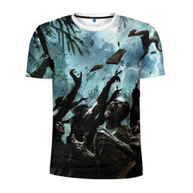 Мужская футболка 3D спортивная с принтом Зомбо Апокалипсис в Тюмени, 100% полиэстер с улучшенными характеристиками | приталенный силуэт, круглая горловина, широкие плечи, сужается к линии бедра | zombie | зомби | мертвецы | мозги | монстр | ходячие
