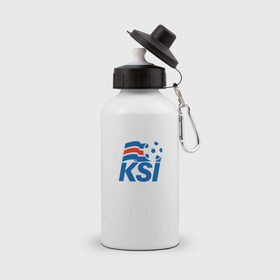 Бутылка спортивная с принтом Сборная Исландии по футболу в Тюмени, металл | емкость — 500 мл, в комплекте две пластиковые крышки и карабин для крепления | 