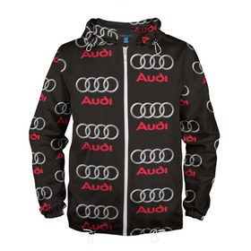 Мужская ветровка 3D с принтом Audi в Тюмени, 100% полиэстер | подол и капюшон оформлены резинкой с фиксаторами, два кармана без застежек по бокам, один потайной карман на груди | Тематика изображения на принте: ауди
