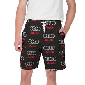 Мужские шорты 3D с принтом Audi в Тюмени,  полиэстер 100% | прямой крой, два кармана без застежек по бокам. Мягкая трикотажная резинка на поясе, внутри которой широкие завязки. Длина чуть выше колен | Тематика изображения на принте: ауди