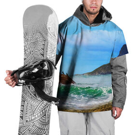 Накидка на куртку 3D с принтом Берег в Тюмени, 100% полиэстер |  | Тематика изображения на принте: 3д | лето | море | новая | океан
