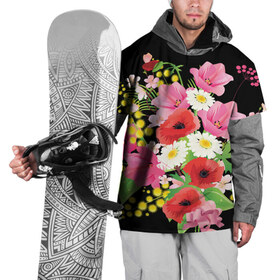 Накидка на куртку 3D с принтом Маки в Тюмени, 100% полиэстер |  | Тематика изображения на принте: flowers | букет | цветы