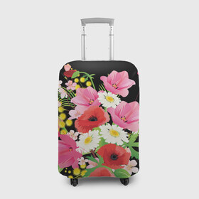 Чехол для чемодана 3D с принтом Маки в Тюмени, 86% полиэфир, 14% спандекс | двустороннее нанесение принта, прорези для ручек и колес | flowers | букет | цветы
