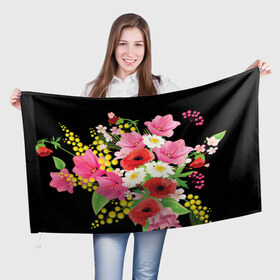 Флаг 3D с принтом Маки в Тюмени, 100% полиэстер | плотность ткани — 95 г/м2, размер — 67 х 109 см. Принт наносится с одной стороны | flowers | букет | цветы