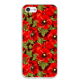 Чехол для iPhone 5/5S матовый с принтом Маки в Тюмени, Силикон | Область печати: задняя сторона чехла, без боковых панелей | flowers | poppies | red | wild | красные | мак | маки | полевые | цветы