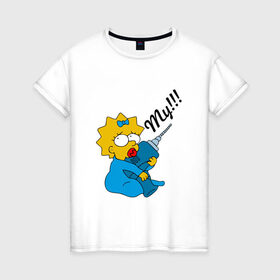 Женская футболка хлопок с принтом Мэгги в Тюмени, 100% хлопок | прямой крой, круглый вырез горловины, длина до линии бедер, слегка спущенное плечо | my | simpsons | the simpsons | моё | мультфильмы | мэгги | симпсоны