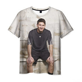 Мужская футболка 3D с принтом Месси в Тюмени, 100% полиэфир | прямой крой, круглый вырез горловины, длина до линии бедер | аргентина | барселона | испания | футбол | футболист
