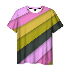 Мужская футболка 3D с принтом Цветные полосы в Тюмени, 100% полиэфир | прямой крой, круглый вырез горловины, длина до линии бедер | орнамент | полосы | прикольные картинки | узор | цвет