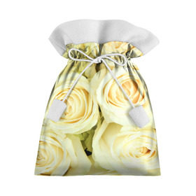 Подарочный 3D мешок с принтом Белые розы в Тюмени, 100% полиэстер | Размер: 29*39 см | лепестки | розы | цветы
