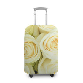 Чехол для чемодана 3D с принтом Белые розы в Тюмени, 86% полиэфир, 14% спандекс | двустороннее нанесение принта, прорези для ручек и колес | лепестки | розы | цветы