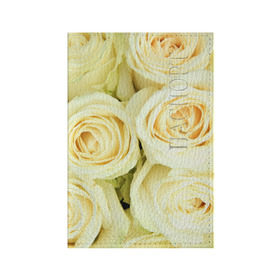 Обложка для паспорта матовая кожа с принтом Белые розы в Тюмени, натуральная матовая кожа | размер 19,3 х 13,7 см; прозрачные пластиковые крепления | Тематика изображения на принте: лепестки | розы | цветы