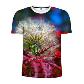 Мужская футболка 3D спортивная с принтом Одуванчик в Тюмени, 100% полиэстер с улучшенными характеристиками | приталенный силуэт, круглая горловина, широкие плечи, сужается к линии бедра | 3д | новая | одуванчик | популярная | природа | цветы | яркая