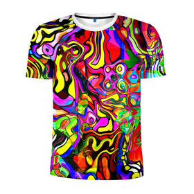 Мужская футболка 3D спортивная с принтом Show в Тюмени, 100% полиэстер с улучшенными характеристиками | приталенный силуэт, круглая горловина, широкие плечи, сужается к линии бедра | Тематика изображения на принте: разводы | разноцветный | яркий