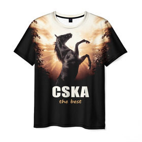 Мужская футболка 3D с принтом CSKA the best в Тюмени, 100% полиэфир | прямой крой, круглый вырез горловины, длина до линии бедер | bcjhj