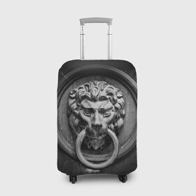 Чехол для чемодана 3D с принтом Скульптура в Тюмени, 86% полиэфир, 14% спандекс | двустороннее нанесение принта, прорези для ручек и колес | голова животного | лев | резьба | статуя | творчество
