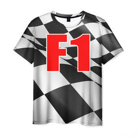 Мужская футболка 3D с принтом Формула 1 в Тюмени, 100% полиэфир | прямой крой, круглый вырез горловины, длина до линии бедер | Тематика изображения на принте: f1 | formula 1 | авто | автогонки | автоспорт | спорткар | финиш