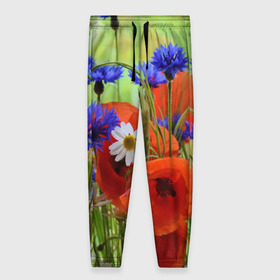 Женские брюки 3D с принтом Маки 7 в Тюмени, полиэстер 100% | прямой крой, два кармана без застежек по бокам, с мягкой трикотажной резинкой на поясе и по низу штанин. В поясе для дополнительного комфорта — широкие завязки | цветы