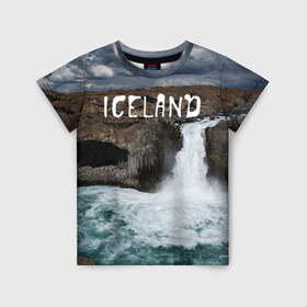 Детская футболка 3D с принтом Исландия. Водопад в Тюмени, 100% гипоаллергенный полиэфир | прямой крой, круглый вырез горловины, длина до линии бедер, чуть спущенное плечо, ткань немного тянется | исландия