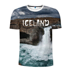 Мужская футболка 3D спортивная с принтом Исландия. Водопад в Тюмени, 100% полиэстер с улучшенными характеристиками | приталенный силуэт, круглая горловина, широкие плечи, сужается к линии бедра | исландия
