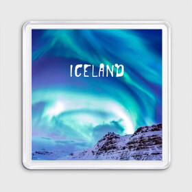 Магнит 55*55 с принтом Исландия. Полярное сияние. в Тюмени, Пластик | Размер: 65*65 мм; Размер печати: 55*55 мм | исландия