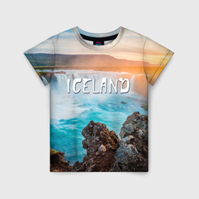 Детская футболка 3D с принтом Исландия. Водопад в Тюмени, 100% гипоаллергенный полиэфир | прямой крой, круглый вырез горловины, длина до линии бедер, чуть спущенное плечо, ткань немного тянется | исландия