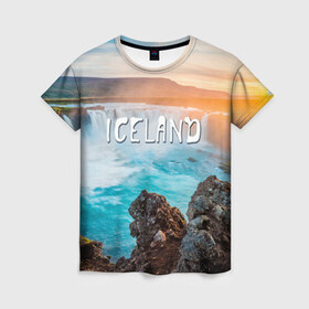 Женская футболка 3D с принтом Исландия. Водопад в Тюмени, 100% полиэфир ( синтетическое хлопкоподобное полотно) | прямой крой, круглый вырез горловины, длина до линии бедер | Тематика изображения на принте: исландия