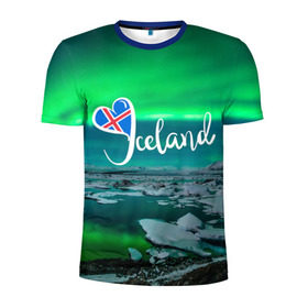 Мужская футболка 3D спортивная с принтом Исландия. Полярное сияние в Тюмени, 100% полиэстер с улучшенными характеристиками | приталенный силуэт, круглая горловина, широкие плечи, сужается к линии бедра | исландия