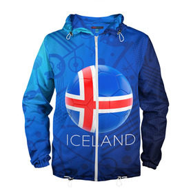 Мужская ветровка 3D с принтом Исландия в Тюмени, 100% полиэстер | подол и капюшон оформлены резинкой с фиксаторами, два кармана без застежек по бокам, один потайной карман на груди | euro 2016