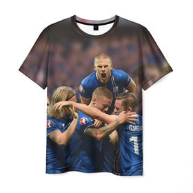 Мужская футболка 3D с принтом Сборная Исландии по футболу в Тюмени, 100% полиэфир | прямой крой, круглый вырез горловины, длина до линии бедер | euro 2016