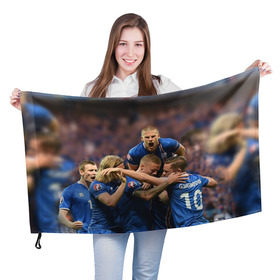 Флаг 3D с принтом Сборная Исландии по футболу в Тюмени, 100% полиэстер | плотность ткани — 95 г/м2, размер — 67 х 109 см. Принт наносится с одной стороны | euro 2016