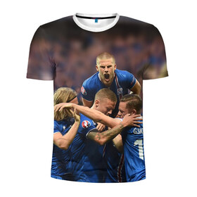 Мужская футболка 3D спортивная с принтом Сборная Исландии по футболу в Тюмени, 100% полиэстер с улучшенными характеристиками | приталенный силуэт, круглая горловина, широкие плечи, сужается к линии бедра | euro 2016