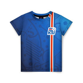 Детская футболка 3D с принтом Форма сборной Исландии по футболу в Тюмени, 100% гипоаллергенный полиэфир | прямой крой, круглый вырез горловины, длина до линии бедер, чуть спущенное плечо, ткань немного тянется | euro 2016