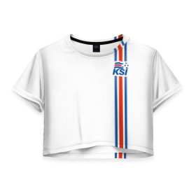 Женская футболка 3D укороченная с принтом Форма сборной Исландии по футболу в Тюмени, 100% полиэстер | круглая горловина, длина футболки до линии талии, рукава с отворотами | euro 2016