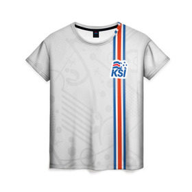Женская футболка 3D с принтом Форма сборной Исландии по футболу в Тюмени, 100% полиэфир ( синтетическое хлопкоподобное полотно) | прямой крой, круглый вырез горловины, длина до линии бедер | euro 2016