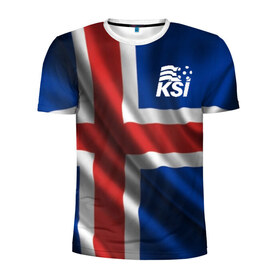 Мужская футболка 3D спортивная с принтом Исландия в Тюмени, 100% полиэстер с улучшенными характеристиками | приталенный силуэт, круглая горловина, широкие плечи, сужается к линии бедра | флаг