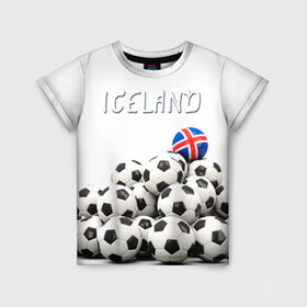 Детская футболка 3D с принтом Исландия в Тюмени, 100% гипоаллергенный полиэфир | прямой крой, круглый вырез горловины, длина до линии бедер, чуть спущенное плечо, ткань немного тянется | Тематика изображения на принте: euro 2016