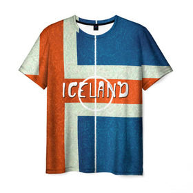 Мужская футболка 3D с принтом Исландия в Тюмени, 100% полиэфир | прямой крой, круглый вырез горловины, длина до линии бедер | euro 2016