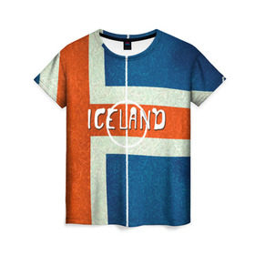 Женская футболка 3D с принтом Исландия в Тюмени, 100% полиэфир ( синтетическое хлопкоподобное полотно) | прямой крой, круглый вырез горловины, длина до линии бедер | euro 2016