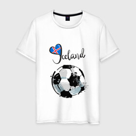 Мужская футболка хлопок с принтом Исландия. Футбол в Тюмени, 100% хлопок | прямой крой, круглый вырез горловины, длина до линии бедер, слегка спущенное плечо. | Тематика изображения на принте: 