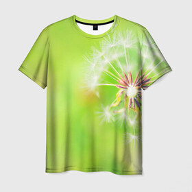 Мужская футболка 3D с принтом Одуванчик в Тюмени, 100% полиэфир | прямой крой, круглый вырез горловины, длина до линии бедер | лепесток | новая | одуванчик | природа | цветок | яркая