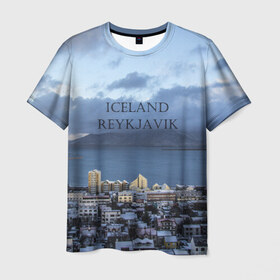 Мужская футболка 3D с принтом Исландия Рейкявик в Тюмени, 100% полиэфир | прямой крой, круглый вырез горловины, длина до линии бедер | Тематика изображения на принте: 